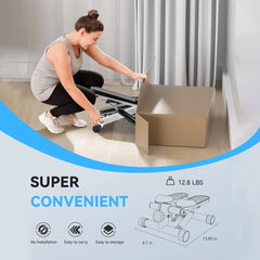 Mini Steppers for Exercise, Mute the Sound with Resistance Bands, 331Lbs Loading Capacity, Digital Monitor, Optional Twist Motion for Home Fitness - White