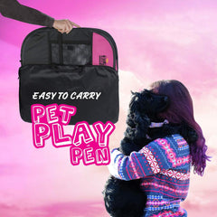 Foldable Dog Playpen - Portable Pet Playpen with Removable Mesh Cover - Folding Puppy Playpen with Zippered Top - Dog Play Pen for Dogs, Cats - Durable Kitten Rabbit Playpen (Small, Pink)