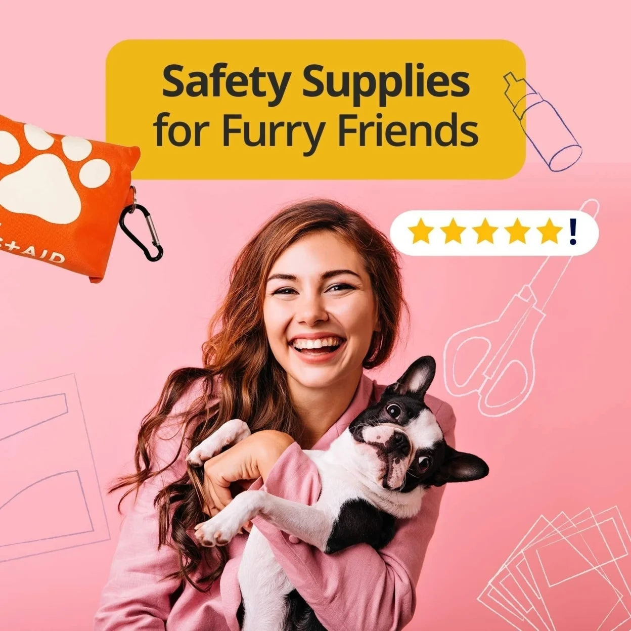 Dog First Aid Kit | 19 Piece Pet Emergency Travel Kit for Cats & Dogs