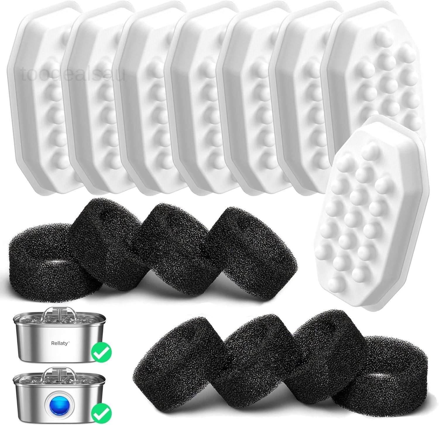 Official Cat Water Fountain Filters Replacement & Pre-Filter 4*4*3.5, White
