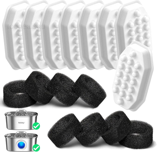 Official Cat Water Fountain Filters Replacement & Pre-Filter 4*4*3.5, White
