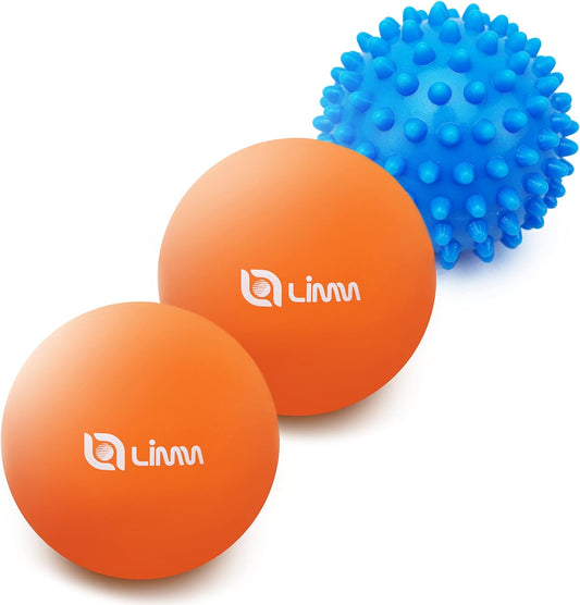 Massage Ball Set - Spiky & Lacrosse Ball - Massage Ball Therapy for Plantar Fasciitis & Pain Relief - Deep Tissue Trigger Point Myofascial Release Ball for Back, Foot, Shoulder & Neck Pain
