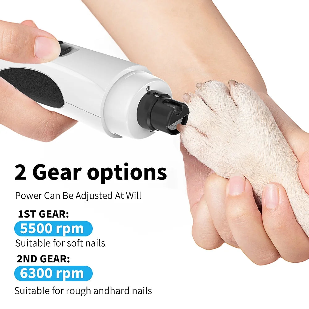 Pet Dog Nail Grinder 2-Speed Electric Rechargeable Pet Nail Trimmer Painless Paws for Small Medium Large Dogs & Cats