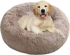 Calming Dog Bed & Cat Bed, Anti-Anxiety Donut Dog Cuddler Bed, Washable Dog Beds & Furniture , Fluffy Faux Fur Plush Dog Cat Cushion Bed For, Small Dog Beds for Large Dogs Dogs and Cats(24"/32")