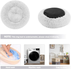 Donut Bed, 19.7'' Plush Pet Bed Mat for Small Dogs & Cats, Calming Cuddler with Waterproof Bottom, Machine Washable, Non-Slip, 22 Lbs Weight Capacity