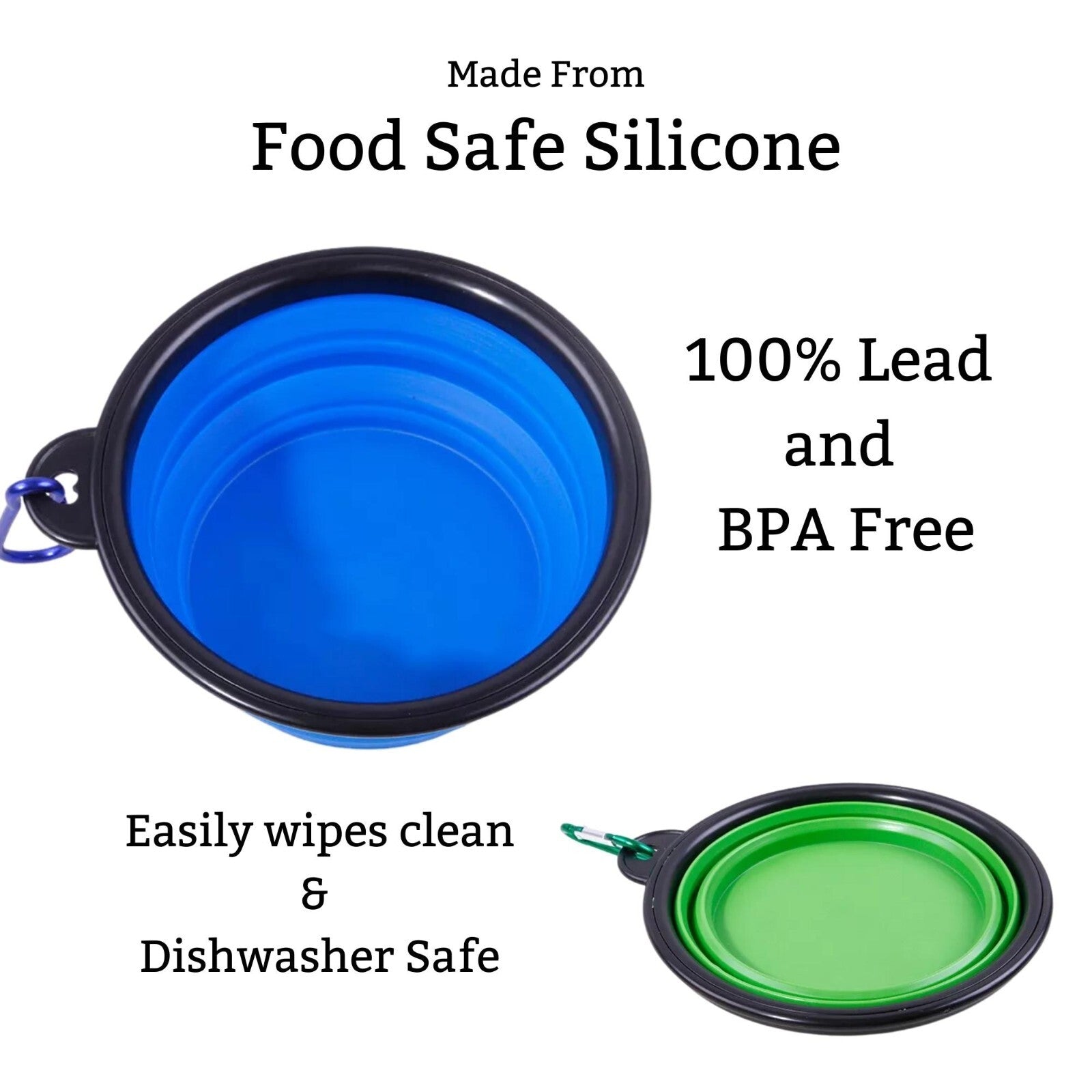 2-Pack 34Oz Large Size Collapsible Dog Bowl, Portable Pet Bowl, Travel Dish